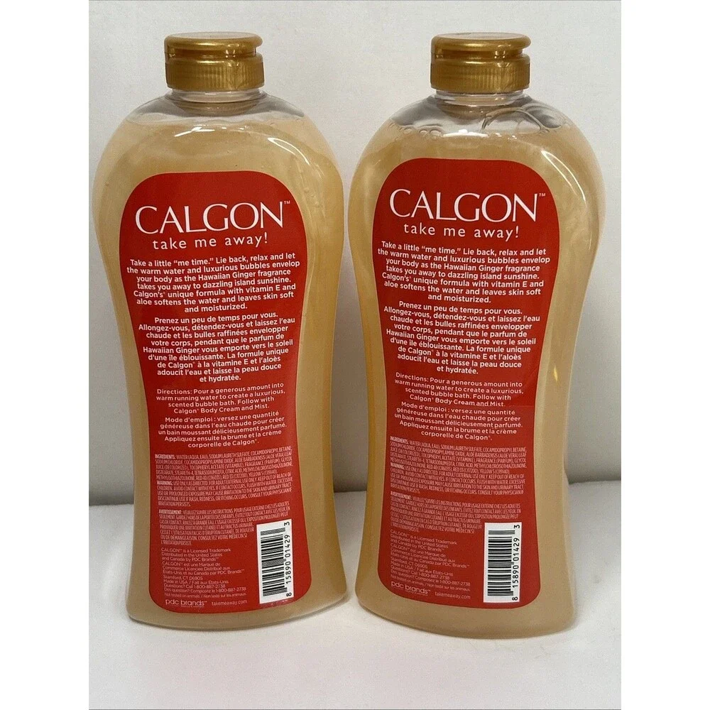 2 Calgon Take Me Away! Hawaiian Ginger Moisturizing Bubble Bath 30 Oz. Each